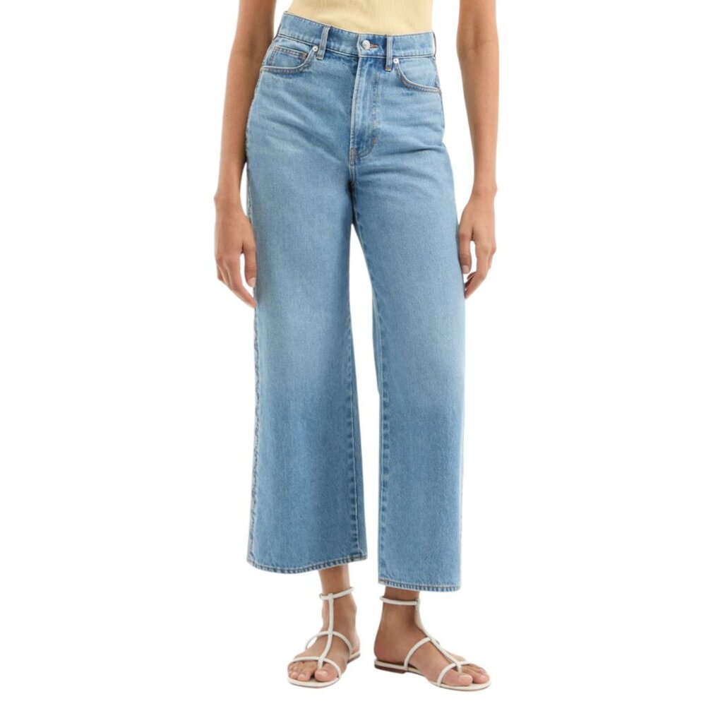 Veronica Beard Taylor Scalloped Wide-Leg Jean, Size 26